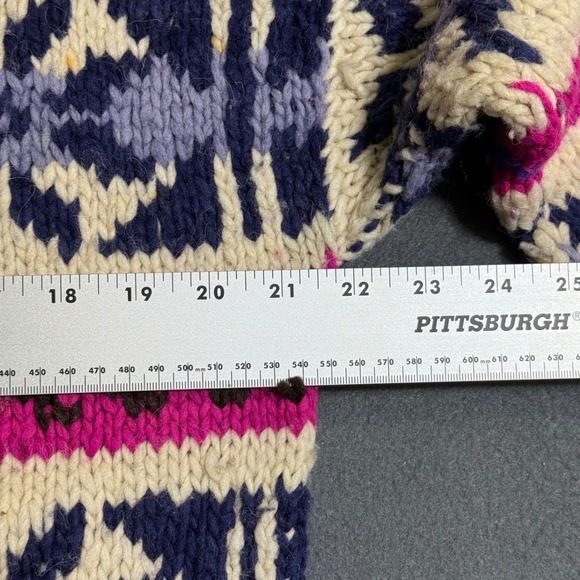 Carabuela VTG 90s 100% Wool Fair Isle Sweater Snowflake Chunky Knit Med / Lar - Picture 10 of 10